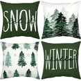 thumbnail image 1 of Set of 4 Christmas Tree Pillow Covers Green Winter Rustic Throw Pillows Cases 18 x 18 Inch Nature Forest Decorative for Couch Bed Sofa Holiday Home Decor, 1 of 6