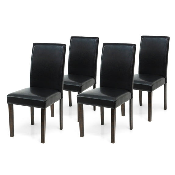 Set of 4 Classic Style Solid Wood Upholstered Waterproof Falabella Dining Chairs, Kitchen Chairs, Armless Side Chairs, Modern Side Chairs, Espresso Color