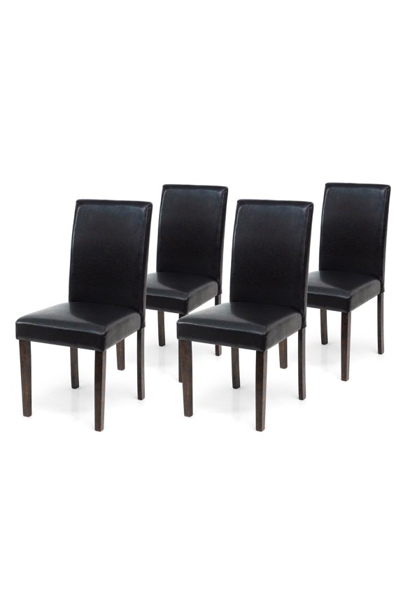 Set of 4 Classic Style Solid Wood Upholstered Waterproof Falabella Dining Chairs, Kitchen Chairs, Armless Side Chairs, Modern Side Chairs, Espresso Color