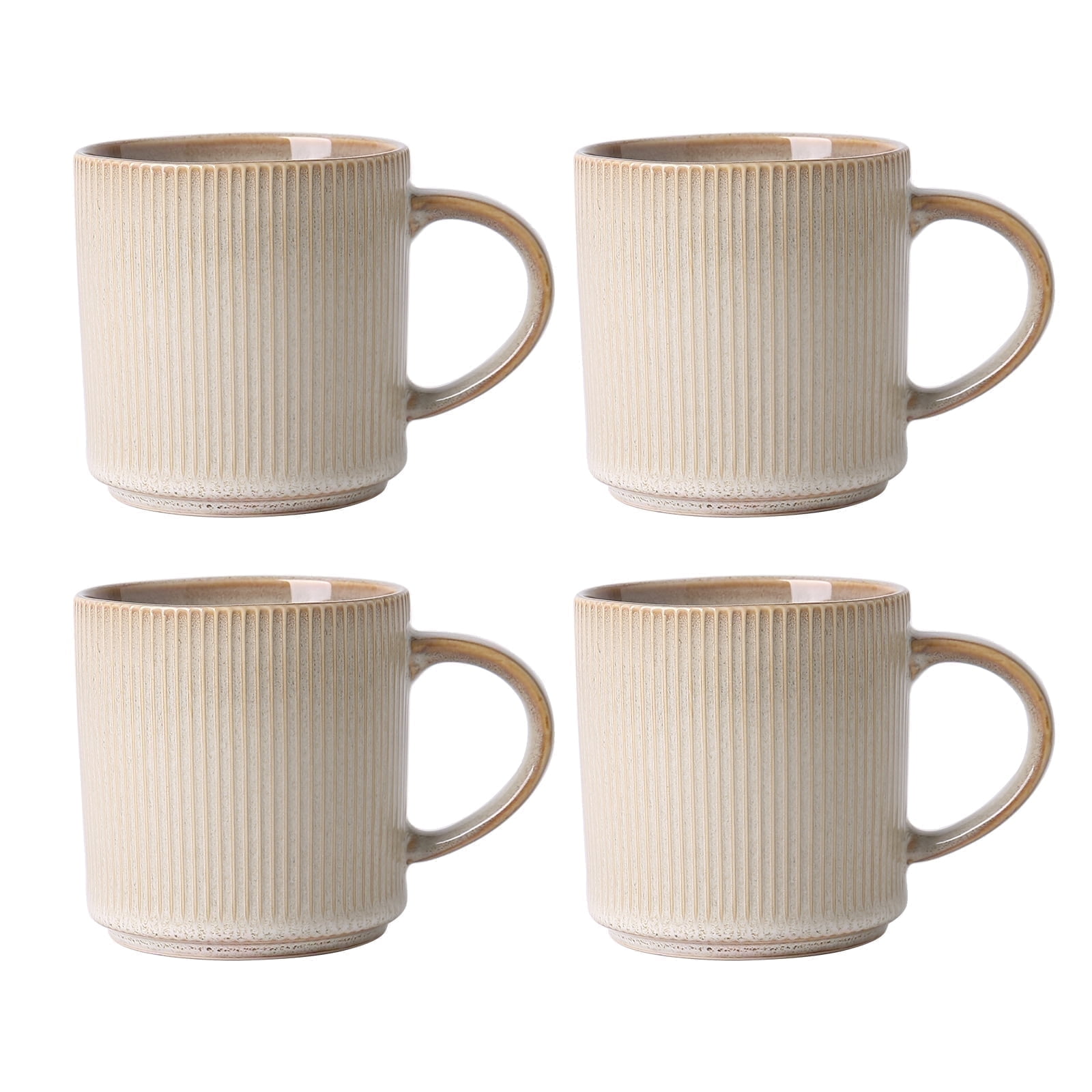 16oz Ceramic Coffee Mugs Set of 4, Coffee Cups with Handles, Tea Cups, Cappuccino Cup, Latte Cup, Microwave cups for Home Office, Warm Beige - Walmart.com