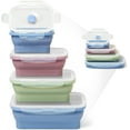 thumbnail image 1 of Set of 4 Collapsible Food Storage Containers - Space-Saving Silicone Meal Prep Boxes, Airtight and Stackable Lunch Containers, Microwave and Freezer Safe, 1 of 4