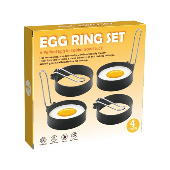 Set of 4 Cooking Molds Stainless Steel Omelette Mold Ring Egg Non Stick Ring Round Egg Pancake Maker Cooker Ring Cooking Tool for Frying Mcmuffin or Shaping Eggs, Tall Style