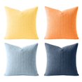 thumbnail image 1 of Set of 4 Corduroy Throw Pillow Covers Soft Striped Square Cushion Cases, Rustic Farmhouse Boho Home Decor for Living Room Couch Bed Sofa, Textured Plush Decorative Pillow Shams 16x16 Inch, 1 of 6