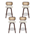 thumbnail image 1 of Set of 4 Counter Height Bar Stools, 26 inch Rattan Counter Height Stools with Cane Back, Upholstered Seat, Craftsmanship, Swivel Counter Stools for Island/Kitchen/Counter/Bar (Beige), 1 of 13