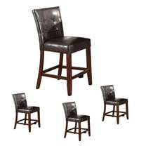 Set of 4 Counter Height Chair, Leather Dining Chairs, Dining Room Chairs, Kitchen Chairs, Wooden Side Chair for Kitchen Dinning Room Restaurant (Espresso)