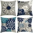 thumbnail image 1 of Set of 4 Decorative Throw Pillow Covers 18x18 Blue and Grey Modern Daisy Floral Pillow Covers for Living Room Farmhouse,Modern Simple Boho Cushion Bed Outdoor Home Decor, 1 of 6