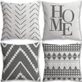thumbnail image 1 of Set of 4 Decorative Throw Pillow Covers 18x18 Inch for Couch, Square Accent Grey Pillows Cover Case for Cushions Sofa Bed Chair and Living Room Farmhouse Outdoor Decoration (Grey 0145), 1 of 6