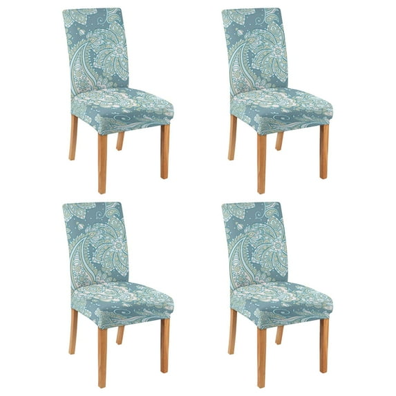 Set of 4 Exotic Paisley and Bohemian Dining Chair Covers Featuring Vintage Floral Ethnic Retro Pattern Washable Polyester Stretch Slipcovers Removable Seat Protector for Chic Spaces