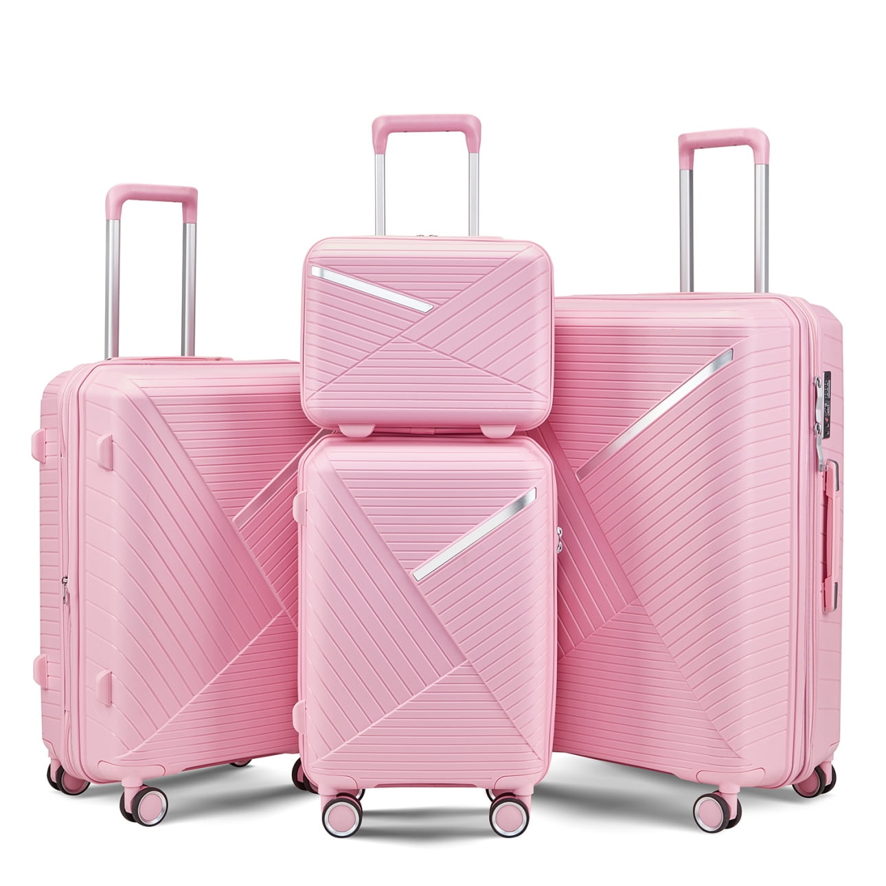 Walmart 4-Piece Pink Luggage Set, Expandable, Lightweight