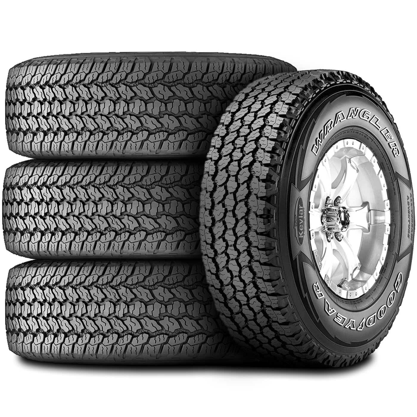 Set of 4 (FOUR) Goodyear Wrangler All-Terrain Adventure With Kevlar 265/60R18 110T A/T Tires Fits: 2014-15 Jeep Grand Cherokee Summit, 2017-21 Jeep Grand Cherokee Trailhawk