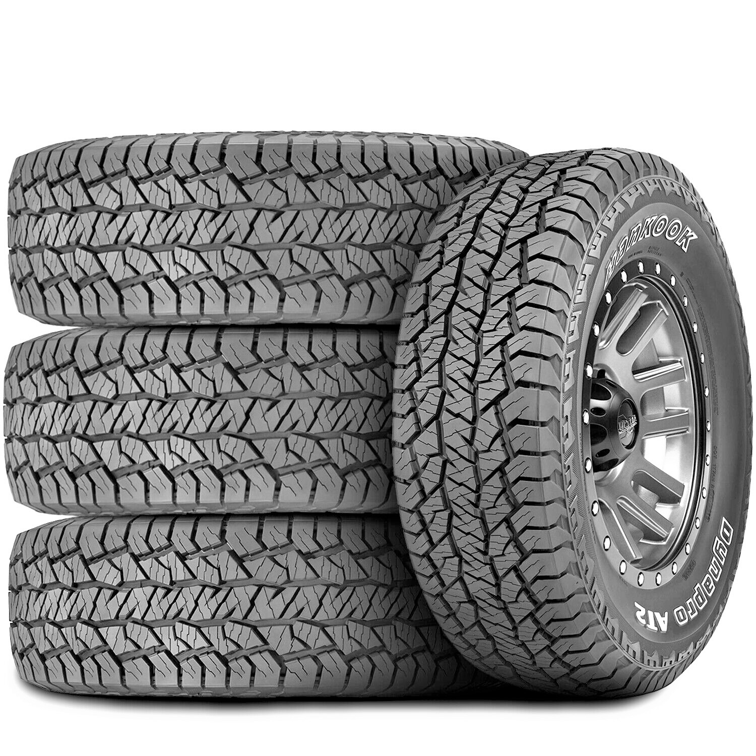 Set of 4 (FOUR) Hankook Dynapro AT2 225/75R16 108T XL A/T All Terrain Tires Fits 201016 Jeep