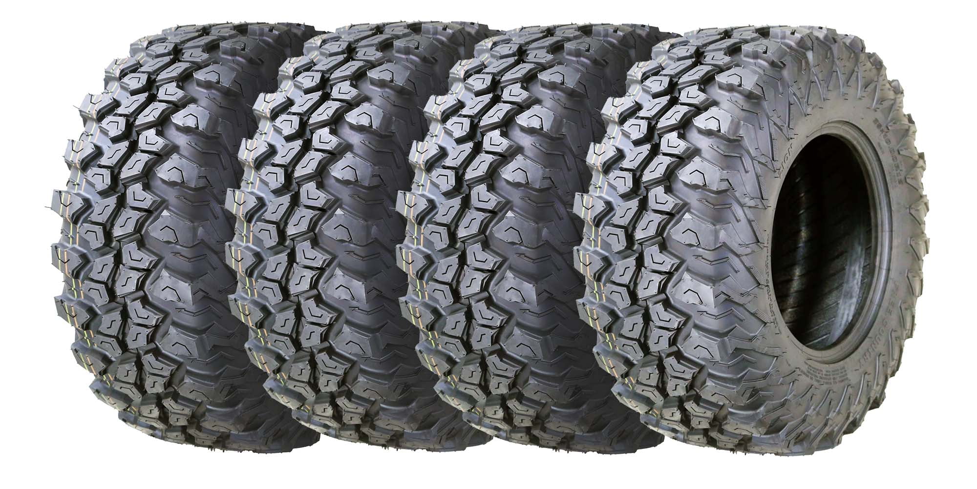 Set 4 FREE COUNTRY ATV UTV Tires 25X10R12 8PR Radial w/Side Scuff Guard