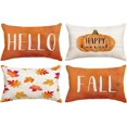 thumbnail image 1 of Set of 4 Fall Pillow Covers 12x20 Inch Hello Fall Thanksgiving Decor Throw Pillows Covers Pumpkins Autumn Leaves Decorative Home Outdoor Sofa Couch Pillow Cases for Fall Theme Decorations (12 by 20), 1 of 6
