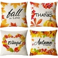 thumbnail image 1 of Set of 4 Fall Pillow Covers 16x16 Inch Fall Thanksgiving Throw Pillows Covers Autumn Pumpkins Leaves Decorative Cushion Covers Home Outdoor Sofa Couch Pillow Cases for Fall Decorations (16 by 16), 1 of 5