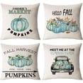 thumbnail image 1 of Set of 4 Fall Pillow Covers 16x16 Inch Thanksgiving Throw Pillows Covers Autumn Blue Pumpkins Decorative Cushion Covers Home Outdoor Sofa Couch Pillow Cases for Fall Decorations (16 by 16), 1 of 6