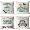 thumbnail image 1 of Set of 4 Fall Pillow Covers 20x20 Inch Thanksgiving Throw Pillows Covers Autumn Blue Pumpkins Decorative Cushion Covers Home Outdoor Sofa Couch Pillow Cases for Fall Decorations (20 by 20), 1 of 5