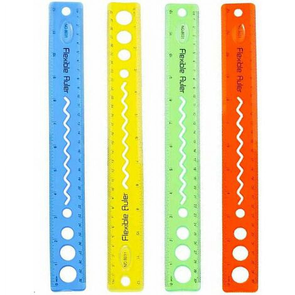 Set of 4 Flexible Rulers, 4 Colors Soft Ruler 30cm/12inch, Inch and