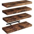 thumbnail image 1 of Set of 4 Floating Wall Shelves, 15.8-Inch Brown Wall Mounted Shelves with Hidden Brackets, Rustic Storage and Display Shelves for Bathroom, Bedroom, Living Room, Kitchen and Office, 1 of 7