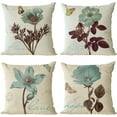 thumbnail image 1 of Set of 4 Floral Decorative Throw Pillow Covers 12x12 Inch Plant Pillow Covers Lotus Leaf Linen Square Pillow Cases Flower Outdoor Sofa Couch Home Bed Decor Cushion Covers (12 by 12), 1 of 5