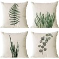 thumbnail image 1 of Set of 4 Floral Decorative Throw Pillow Covers 16x16 Inch Plant Pillow Covers Lotus Leaf Linen Square Pillow Cases Flower Outdoor Sofa Couch Home Bed Decor Cushion Covers (16 by 16), 1 of 6