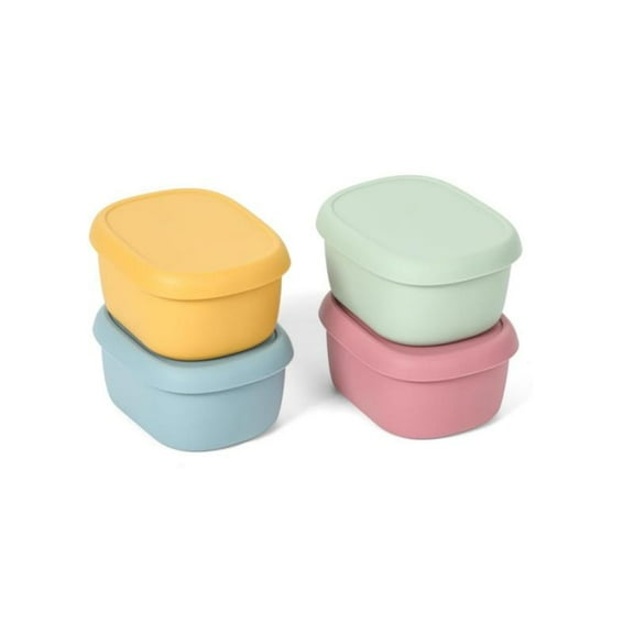 Set Of 4 Food Storage Containers With Lids, Versatile Silicone Snack Container, Reusable Small Snack Container, Perfect Size For Snacks, Sauce/ Dip, Yogurt, Oatmeal