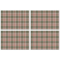 Set of 4 French Country Plaid Placemats Machine Washable Durable Linen Table Mats Heat Resistant Wrinkle Free Provincial Checkered Place Mats for Dining Table