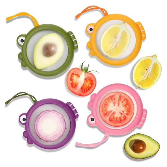 Set of 4 Fresh Food Containers, Fresh Pod, Reusable Silicone Storage Pods for Avocado, Onions, Tomatoes, Garlic  Anti-Oxidation for Fridge, Send Goods from Local Warehouse