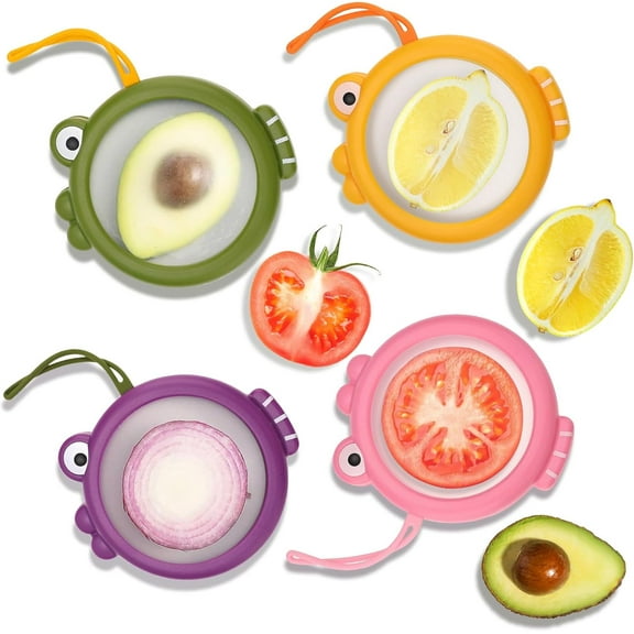 Set of 4 Fresh Food Containers, Fresh Pod, Reusable Silicone Storage Pods for Avocado, Onions, Tomatoes, Garlic – Anti-Oxidation for Fridge, Send Goods from Local Warehouse