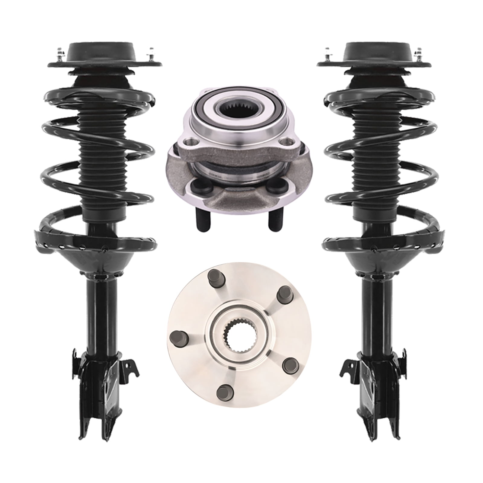 Set 4 Front Quick Complete Strut-Coil Spring-Wheel Hub Bearing Assembly ...