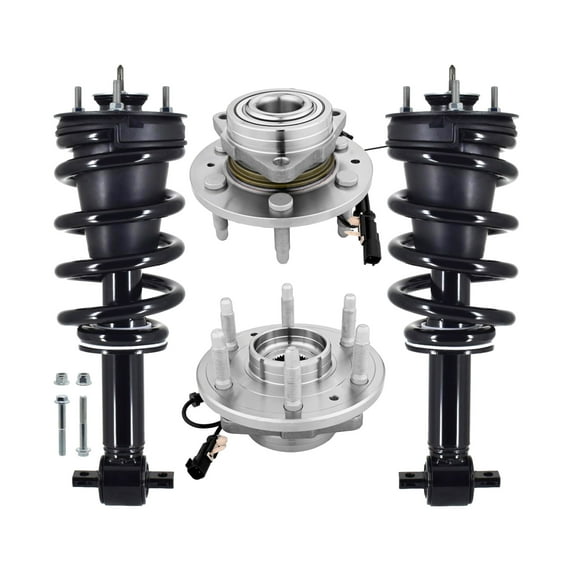 Set of 4 Front Quick Complete Strut-Coil Spring Assembly-Wheel Hub Bearing Assembly For 2014-2018 GMC Sierra 1500 V6 4WD