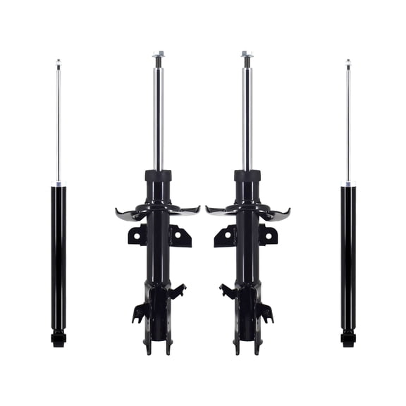 Set 4 Front Suspension Strut Assembly-Rear Shock Absorber For 2011-2014 Mazda 2 Monotube Performance Upgrade
