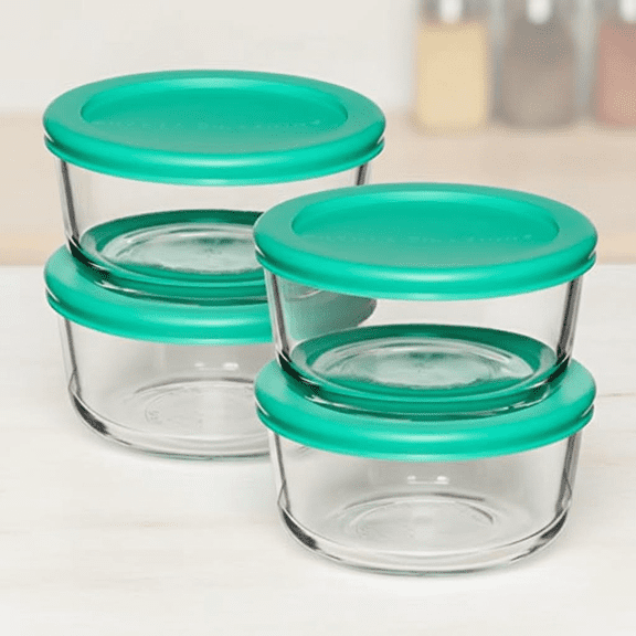 Set of 4 Glass Food Storage Containers with Lids, 2 Cup Capacity Each, Airtight Seal for Freshness, Perfect for Meal Prep, Leftovers, Pantry Organization, and Refrigerator Storage