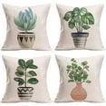thumbnail image 1 of Set of 4 Green Plant Throw Pillow Covers Vintage Tropical Succulent Leaf Outdoor Decorative Home Cover Cotton Linen Sofa Case 18\u201dx18\u201dSummer Plants (Plant), 18x18 Inch, 1 of 6