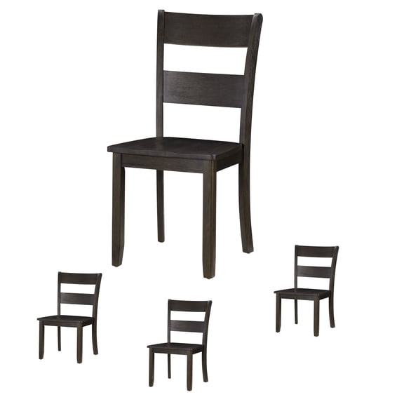 Set of 4 Haddie Distressed Side Chair, Wooden Dining Room Chairs, High Back Kitchen Side Chair, Farmhouse Dining Chairs for Kitchen, Dining Room (Walnut)