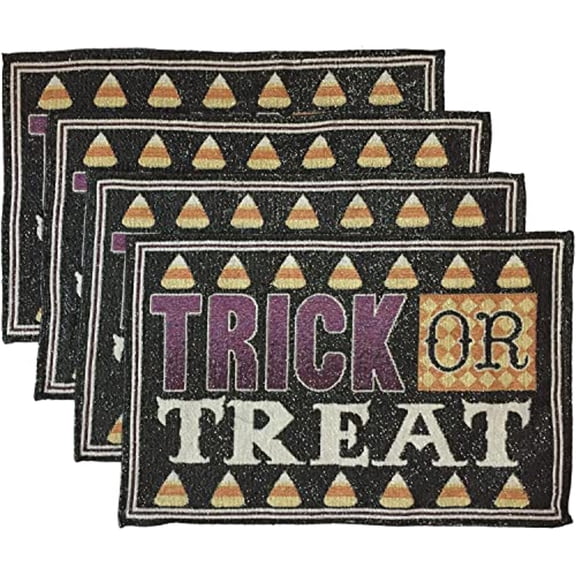 Set of 4, Halloween Design Trick or Treat with Eggs Tapestry Placemats Design Dining Table, Table mat for Dining Room Easy to Clean, Machine Washable Size: 13 x 19.