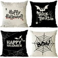thumbnail image 1 of Set of 4 Halloween pillow covers 20x20 Inch Black and White Spider Web Linen Square Throw Pillow Covers Trick or Treat Halloween Cushion Covers Pillow Cases for Home Outdoor Sofa Couch (20 by 20), 1 of 6