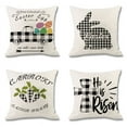 thumbnail image 1 of Set of 4 Happy Easter Bunny Throw Pillow Covers 18"x18", Cotton Linen Vintage Pillow Cushion Case for Spring Sofa Couch Home Indoor Outdoor Office Rabbit Carrot Truck Spring Easter Decor, Style 2, 1 of 7