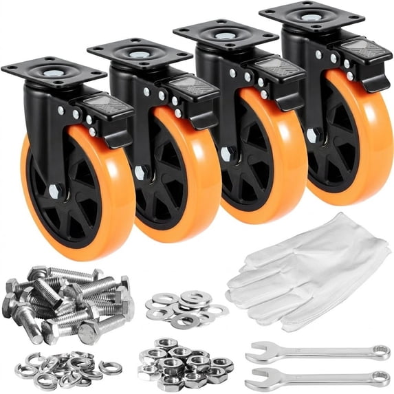 4-Pack U-Shaped Wheel Stoppers – Rubber Caster Cups For Sofas, Chairs & Beds – Protects Hardwood Floors & Carpets (4.8” X 3”)