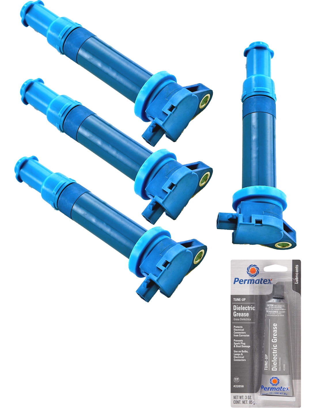 Set of 4 High Performance Ignition Coils and Permatex 22058 Dielectric