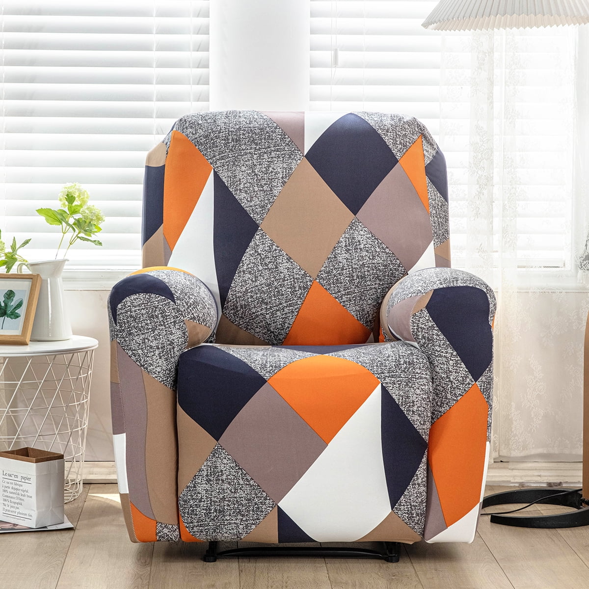 Set of 4 High Stretch Recliner Cover 1Seat Soft Sofa Slipcover Printed Reclining Chair Cover with Side Pocket Furniture Protector for Single Seat Sofa and Couch Walmart