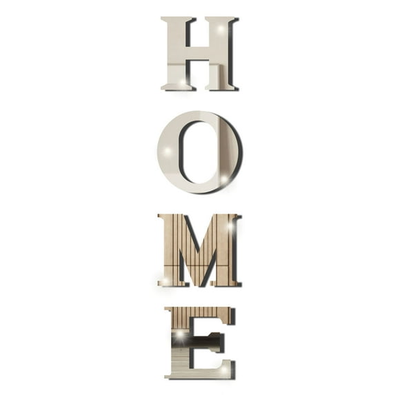 Set of 4 Home Sign Letters Wall Sign 20x22CM DIY Decorative Wall Art Decor Acrylic Mirror Wall Stickers Modern Decoration for Living Room Bedroom Kitchen
