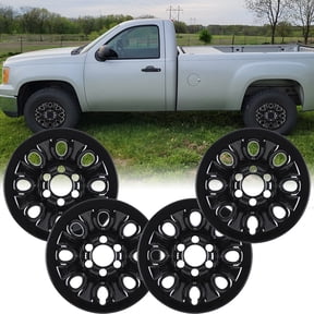 (Set of 4) Hubcap 17 inch Steel Wheel Skins for Chevy Silverado 1500/GMC Sierra 1500 2005-2013,for Chevy Suburban 1500/Tahoe/Avalanche 1500 2007-2013,Chevy Express Van 1500 2009-2014,Black Lacquer