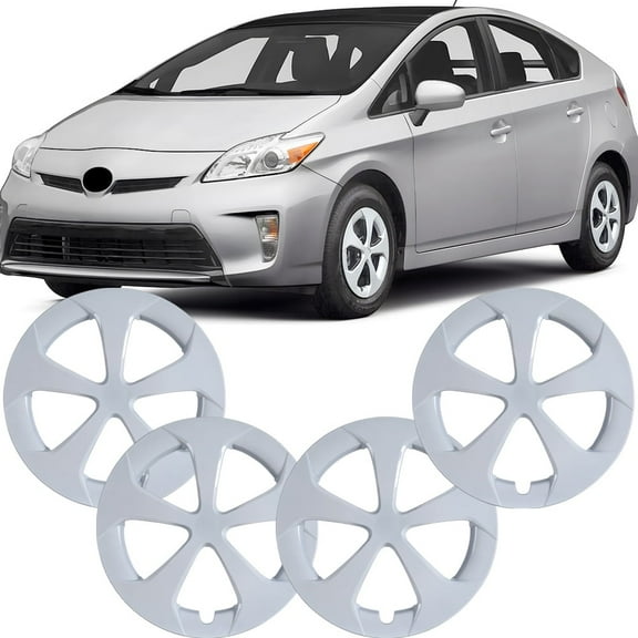 (Set of 4) Hubcap for Toyota Prius 2010-2015,15inch Wheel Rim Cover Replacement,Compatible with Alloy Wheels,Snap on Car Truck SUV Hubcap,ABS+PC Material,White Lacquer