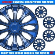 Set of 4 Hubcap Wheel Cover Replacement 15" Hub Caps Universal Wheel Rim Cover ABS Material Exterior Accessories Snap On Car Truck SUV -15-Inch, BLACK LACQUER & BLUE LACQUER
