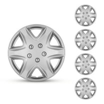 Set of 4 Hubcap Wheel Cover Replacement 15" Hub Caps Universal Wheel Rim Cover ABS Material Exterior Accessories Snap On Car Truck SUV -15-Inch, Silver