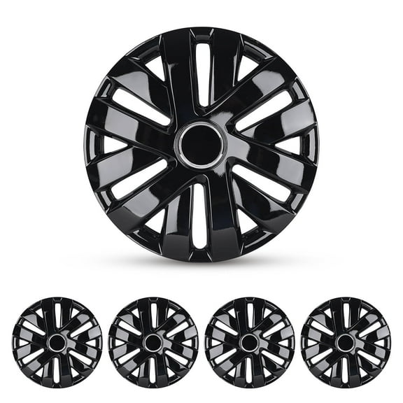 Set of 4 Hubcap Wheel Cover Replacement 16" Hub Caps Universal Wheel Rim Cover ABS Material Exterior Accessories Snap On Car Truck SUV -16-Inch, BLACK LACQUER