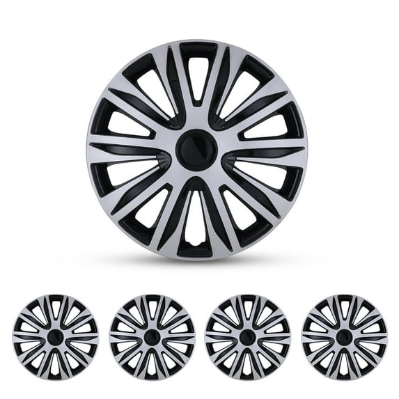 Set of 4 Hubcaps Wheel Cover Replacement 13" Hub Caps Universal Wheel Rim Cover ABS Material Exterior Accessories Snap on Car Truck SUV 13-inch,Silver Lacquer & Black Lacquer