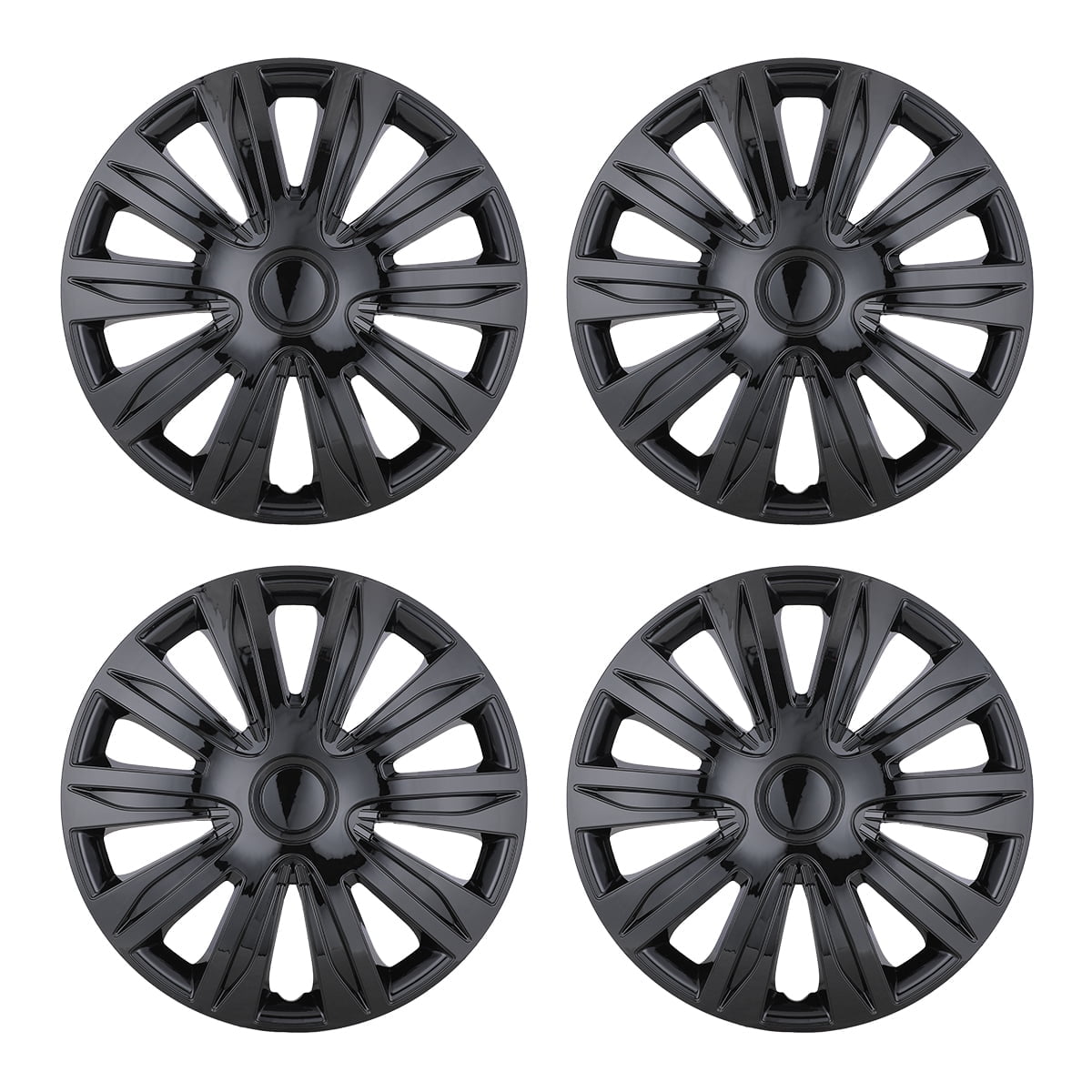 Set of 4 Hubcaps Wheel Cover Replacement 16" Hub Caps Universal Wheel Rim Cover ABS Material Exterior Accessories Snap on Car Truck SUV 16-inch . Silver Lacquer & Black Lacquer