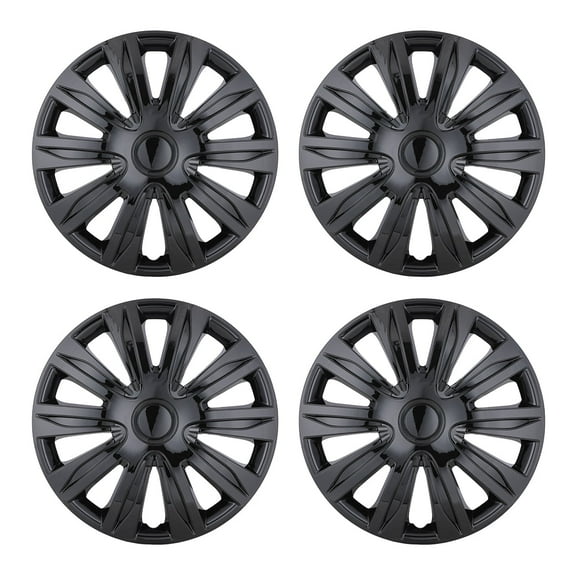 Set of 4 Hubcaps Wheel Cover Replacement 16" Hub Caps Universal Wheel Rim Cover ABS Material Exterior Accessories Snap on Car Truck SUV 16-inch . Silver Lacquer & Black Lacquer