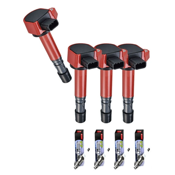 Set of 4 ISA Energy Color Ignition Coils and 4 Denso Spark Plugs Compatible with 2001-2005 Honda Civic DX Sedan 4-Door 1.7L 1668CC l4 GAS SOHC Naturally Aspirated Replacement for UF400